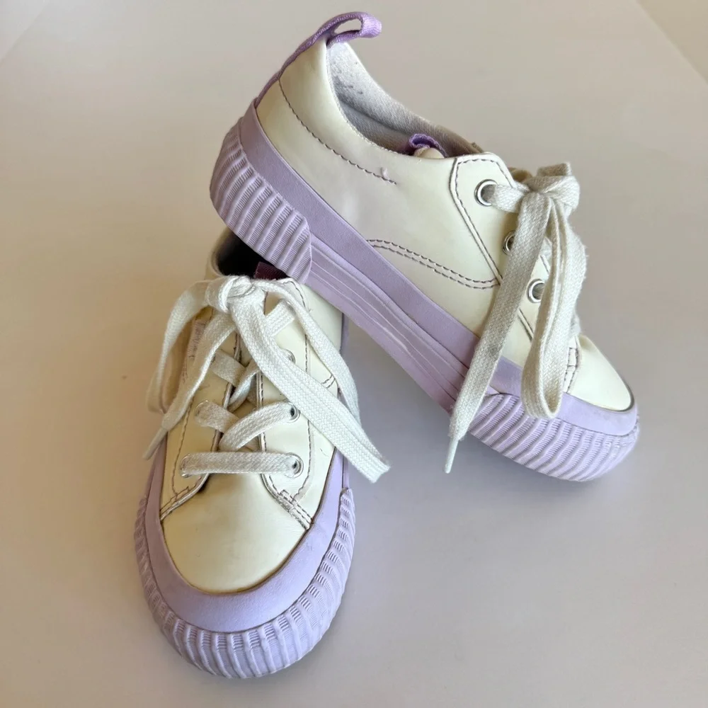 Zara Girls UV Color Changing Sneakers Lilac Cream Size 11.5 EU29